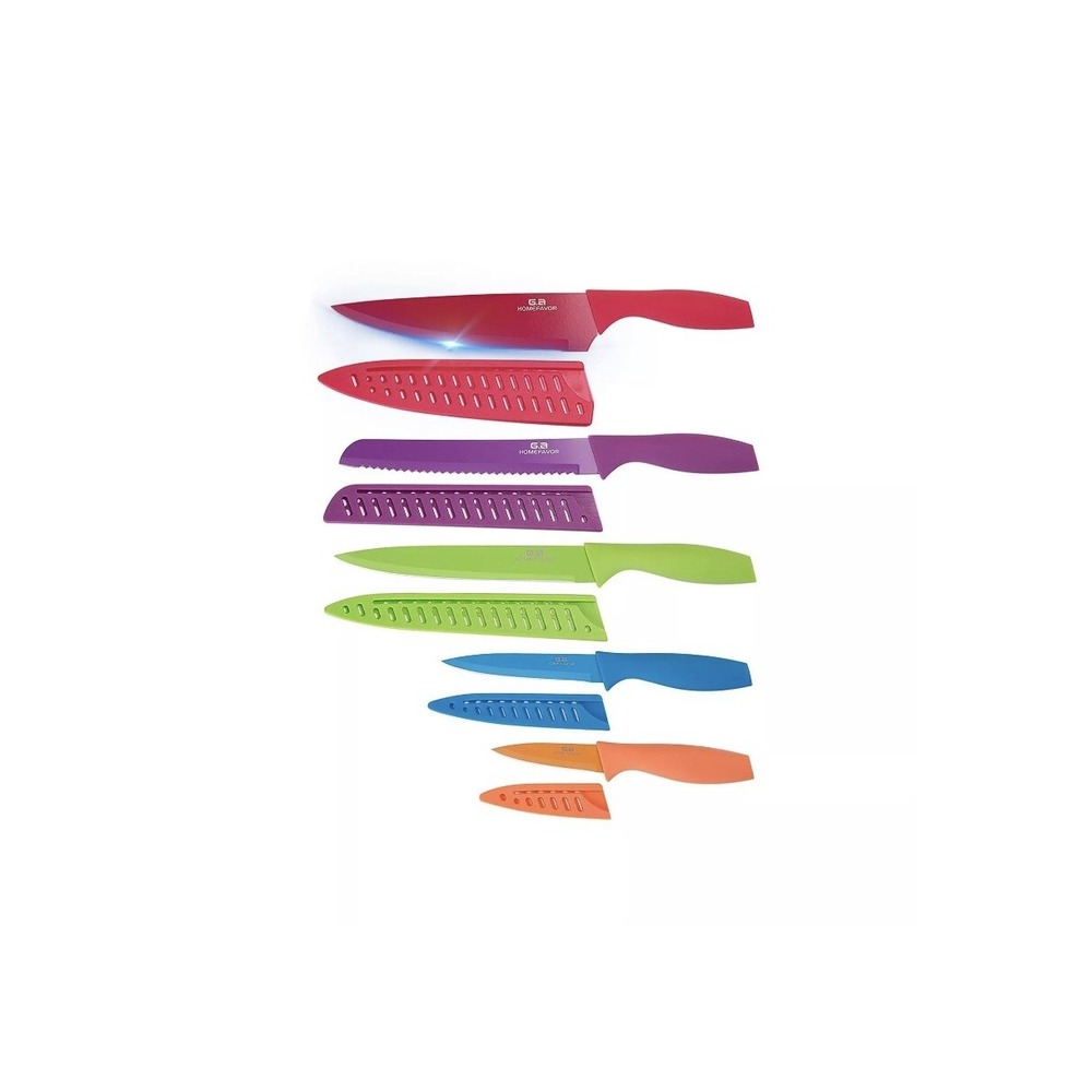 G.a HOMEFAVOR Knife Set, 5-piece Colored Knife Set Nonstick Coated with 5 Kni...